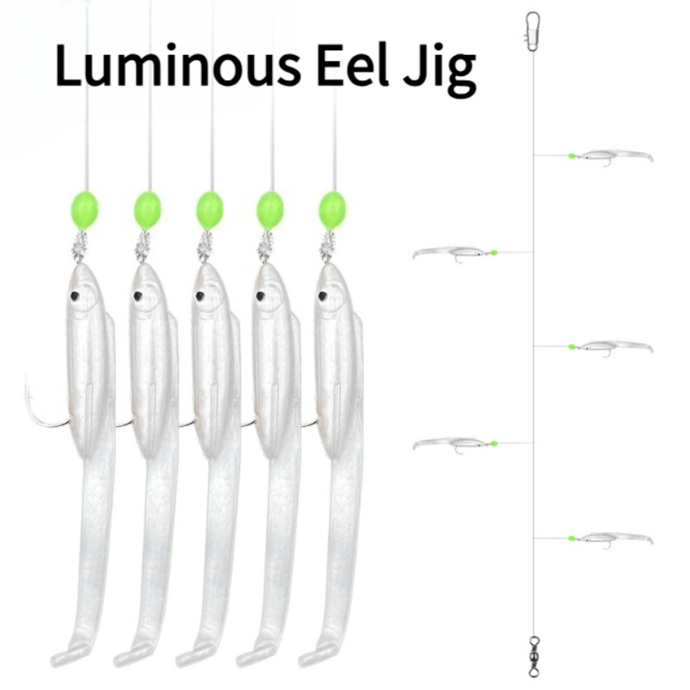 Furoshiki - 1 Set Leuchtende Aal-Sabiki-Rigs mit weichen