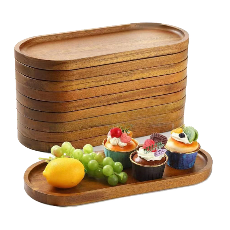 Japanese Snacks - Tischgeschirr Massivholz Runder Dessertteller Japanischer Holzteller